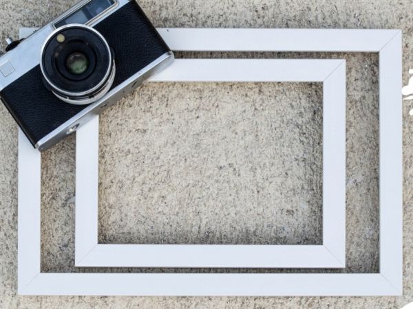Bilderrahmen mit Fotoapparat